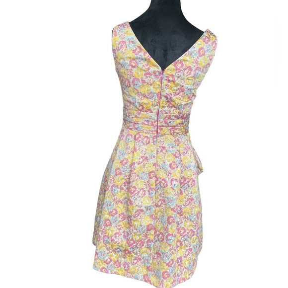Zac Posen for Target Yellow Pink Metallic Floral Peplum Dress Women’s Size 1 - Picture 8 of 14